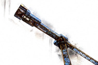 Şantiye iskelesi, klasik resim çizimi olan bir inşaat alanı.