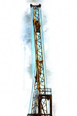 Şantiye iskelesi, klasik resim çizimi olan bir inşaat alanı.