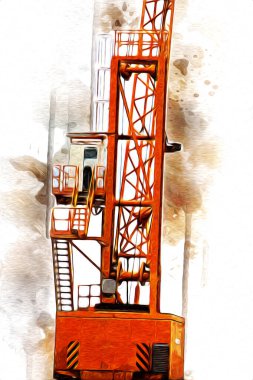 Şantiye iskelesi, klasik resim çizimi olan bir inşaat alanı.