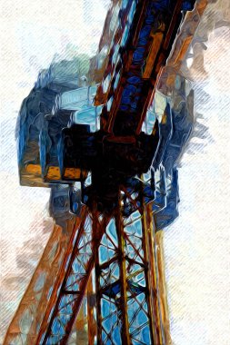 Şantiye iskelesi, klasik resim çizimi olan bir inşaat alanı.