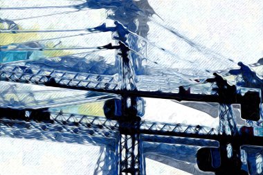 Şantiye iskelesi, klasik resim çizimi olan bir inşaat alanı.