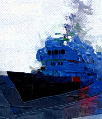 Yelkenli tekneler rıhtıma, liman sanatı illüstrasyonları klasik