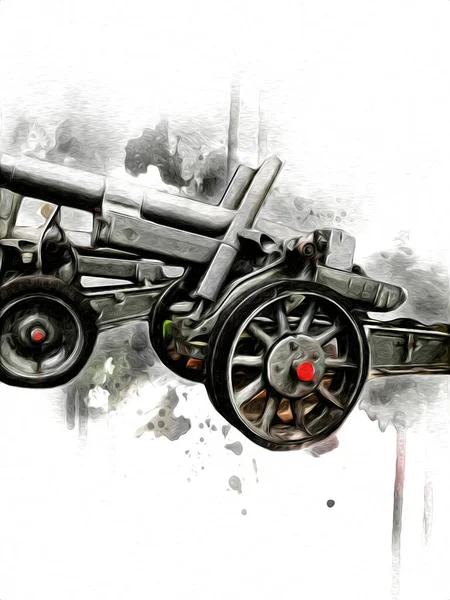 Бойова Гармата Військове Мистецтво Ілюстрація Малюнок Ескіз — стокове фото