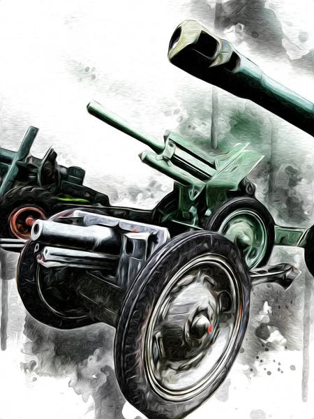 Slagfält Kanon Militär Konst Illustration Ritning Skiss — Stockfoto