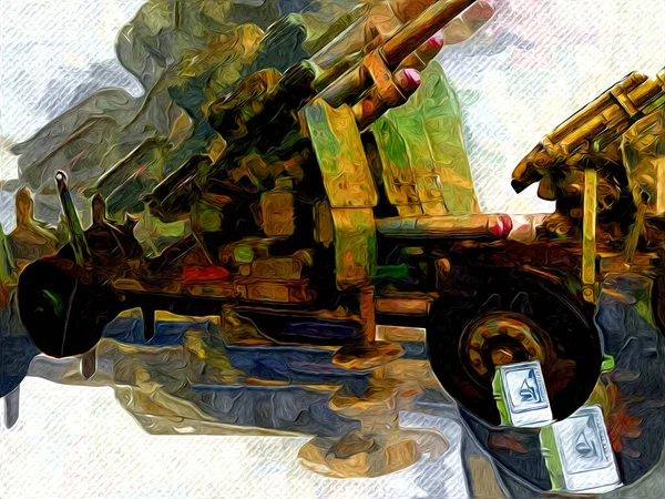 Campo Battaglia Cannone Arte Militare Illustrazione Disegno Schizzo — Foto Stock