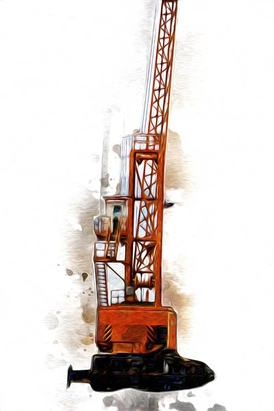 Building Construction Site Scaffolding Vintage Art Illustration Drawing Sketch — Stock Photo, Image