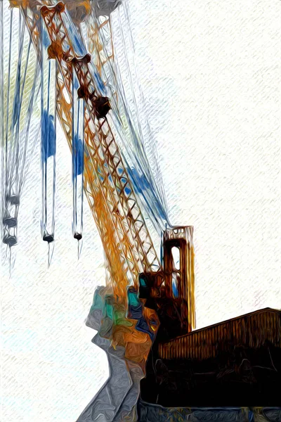 Construcción Obra Con Andamios Ilustración Arte Vintage Dibujo Boceto —  Fotos de Stock