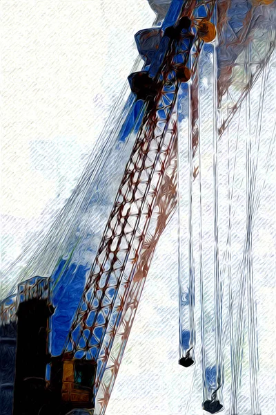 Şantiye Iskelesi Klasik Resim Çizimi Olan Bir Inşaat Alanı — Stok fotoğraf
