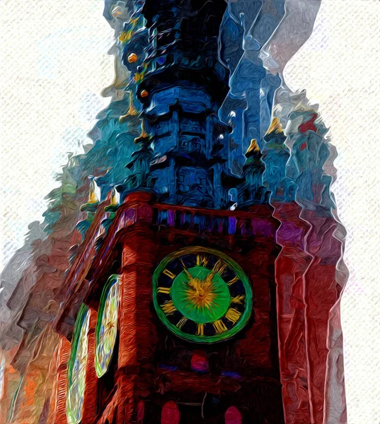 Akvarell Skiss Eller Illustration Vacker Utsikt Över Arkitekturen Staden Gdansk — Stockfoto
