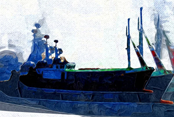 Вітрильні Човни Стоять Причалі Мистецтво Гавані Ілюстрація Старовинний Ретро — стокове фото