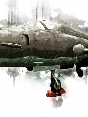 Amerikan savaş uçağı resim sanatı klasiği çiziyor.