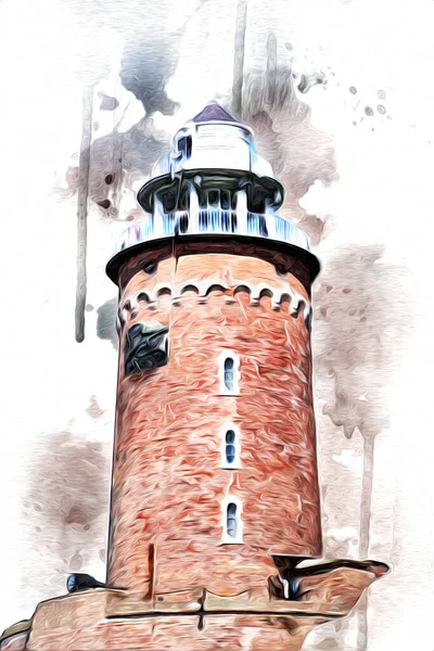 Kolobrzeg Met Hand Getekend Aquarel Vuurtoren Illustratie Kunst Vintage Tekening — Stockfoto