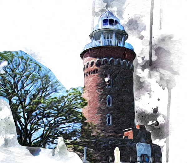 Kolobrzeg Met Hand Getekend Aquarel Vuurtoren Illustratie Kunst Vintage Tekening — Stockfoto