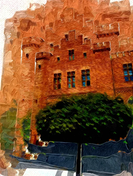 Колобжег Старый Город Ратуша Эскиз Рисунка Польского Искусства — стоковое фото