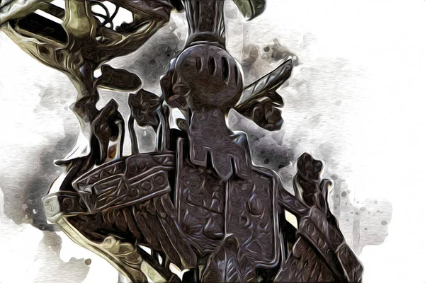 Антикварний Вуличний Ліхтар Малюнок Ручної Роботи Художня Ілюстрація Старовинний Ретро — стокове фото