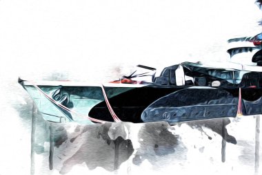 Savaş gemisi deniz illüstrasyonu antika sanat eseri çizimi