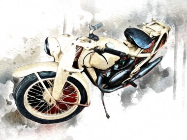 İkinci Dünya Savaşı 'ndan beri izole edilmiş beyaz bir geçmişi olan eski bir askeri motosiklet.