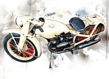 İkinci Dünya Savaşı 'ndan beri izole edilmiş beyaz bir geçmişi olan eski bir askeri motosiklet.