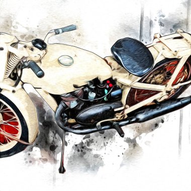 İkinci Dünya Savaşı 'ndan beri izole edilmiş beyaz bir geçmişi olan eski bir askeri motosiklet.