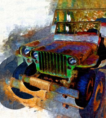 Zırhlı Araç Teknik Askeri Kamyon Sanat Çizimi