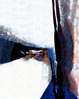 Korsan bayrağında kafatası ve kemikler, resim çizimi klasik