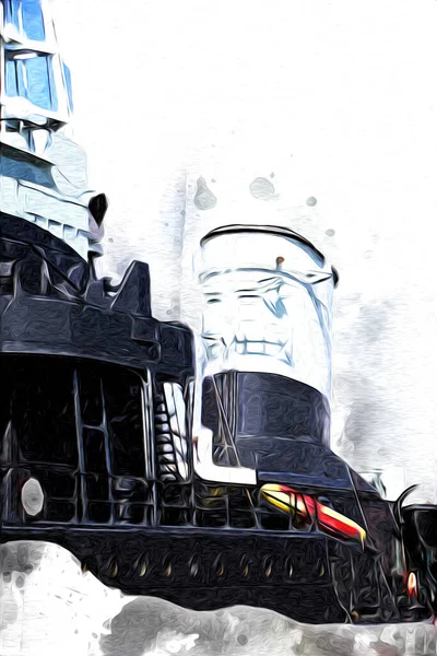 戦艦海のイラスト アンティークヴィンテージアートドローイング — ストック写真