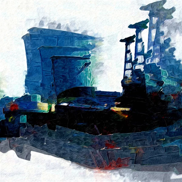 Csatahajó Tenger Illusztráció Antik Évjárat Rajz — Stock Fotó