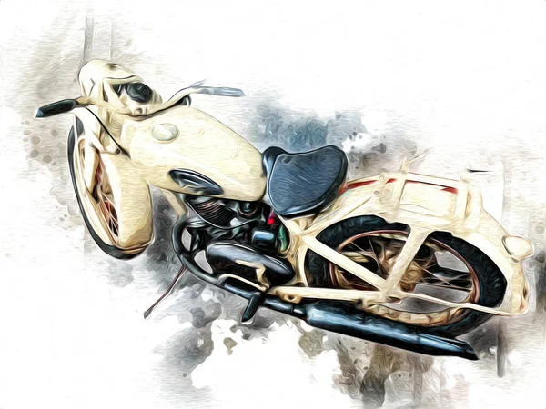 Старий Військовий Мотоцикл Ізольованому Білому Тлі Часів Другої Світової Війни — стокове фото