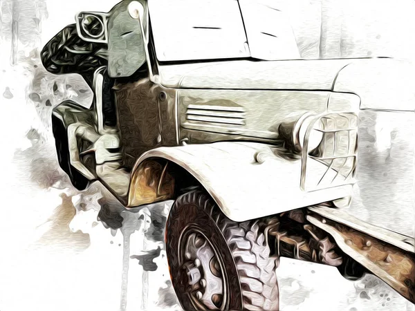 Panzerfahrzeug Technische Militärische Lkw Kunst Illustration Isolierte Skizze — Stockfoto