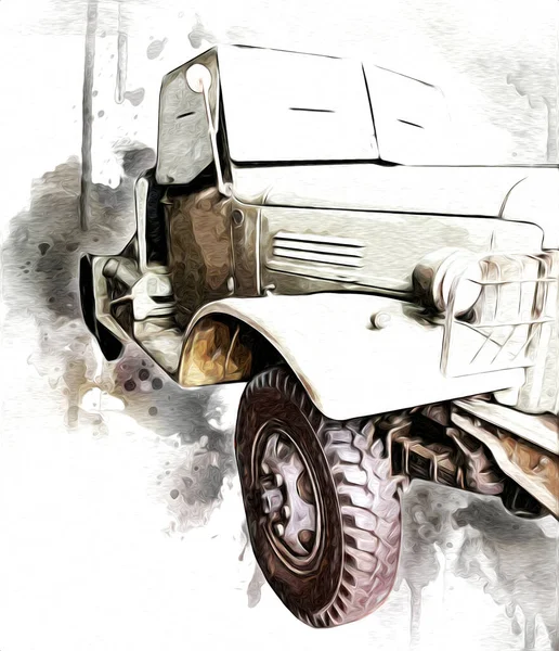 Armored Vehicle Technical Military Truck Art Illustration Isolated Sketch — Stock Photo, Image