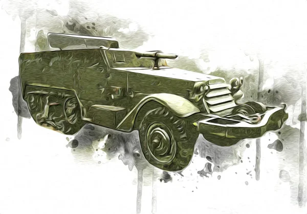 Armored Vehicle Technical Military Truck Art Illustration Isolated Sketch — Stock Photo, Image