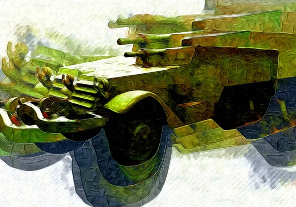 Veicolo Blindato Tecnico Militare Camion Arte Illustrazione Isolato Schizzo — Foto Stock