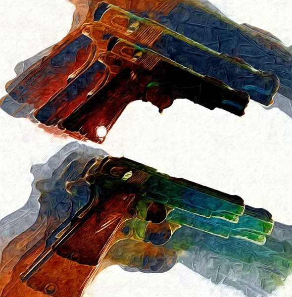 Revolver Kézzel Rajzolt Vintage Fegyver Illusztráció Gravírozás Stílus Régi Pisztoly — Stock Fotó