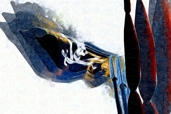 Череп Кости Пиратском Флаге Художественная Иллюстрация Рисунок Эскиз Винтажа — стоковое фото