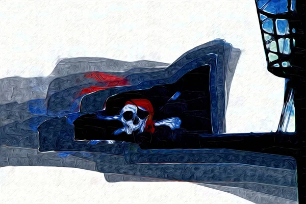 해적기에 해골과 스케치 빈티지 — 스톡 사진
