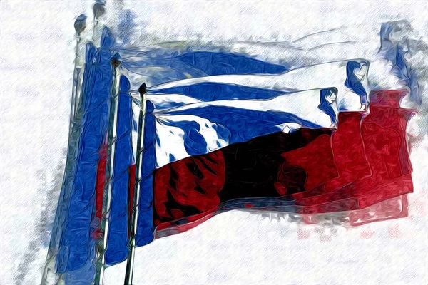 Polonia Ondeando Bandera Sobre Fondo Aislado Ilustración Dibujo Vintage —  Fotos de Stock