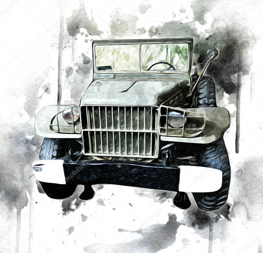 Armored vehicle technical military truck art illustration isolated sketch