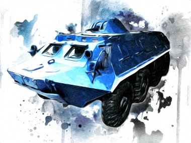 Vintage tank izole çizim sanat illüstrasyonu