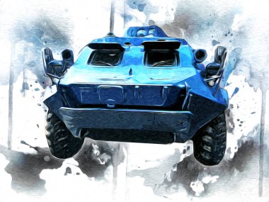 Vintage tank izole çizim sanat illüstrasyonu