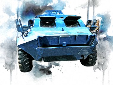 Vintage tank izole çizim sanat illüstrasyonu