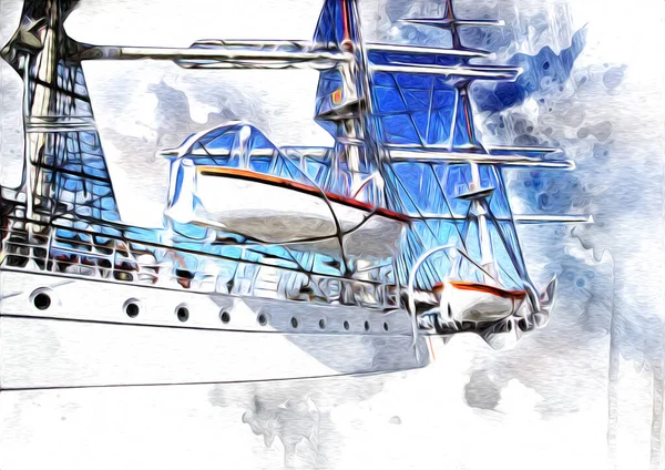 Antica Barca Mare Motivo Disegno Fatto Mano Illustrazione Arte Vintage — Foto Stock