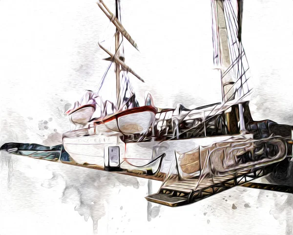 Antieke Boot Zee Motief Tekening Handgemaakte Illustratie Kunst Vintage Tekening — Stockfoto