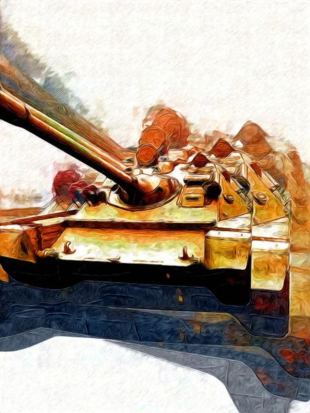 Vintage Tank Izole Çizim Sanat Illüstrasyonu — Stok fotoğraf