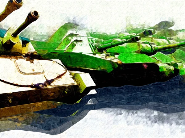 Vintage Tank Geïsoleerde Tekening Schets Kunst Illustratie — Stockfoto