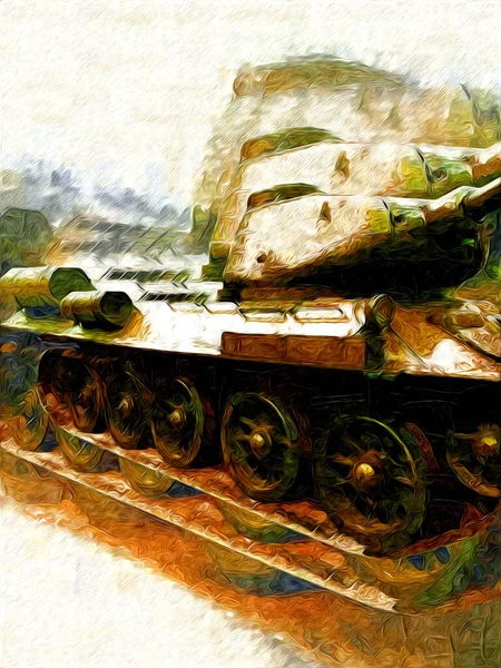 Vintage Tank Geïsoleerde Tekening Schets Kunst Illustratie — Stockfoto