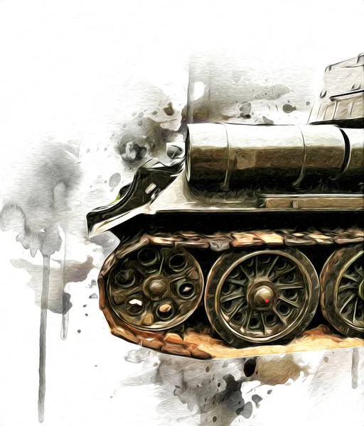 Vintage Tank Isolated Drawing Sketch Art Illustration — Stock Photo, Image