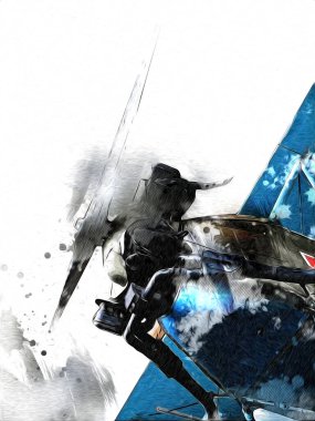 Beyaz arka planda izole edilmiş eski bir savaş uçağı.