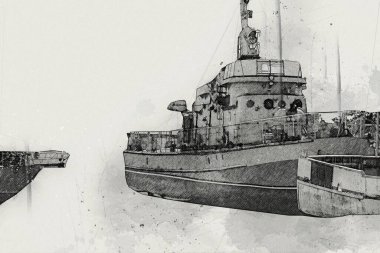 Askeri gemi, Atlantik Denizi 'nin engebeli çizimlerinden geçiyor.