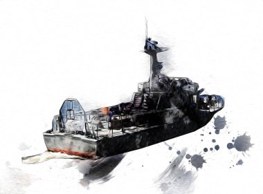 Askeri gemi, Atlantik Denizi 'nin engebeli çizimlerinden geçiyor.