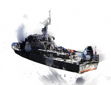 Askeri gemi, Atlantik Denizi 'nin engebeli çizimlerinden geçiyor.